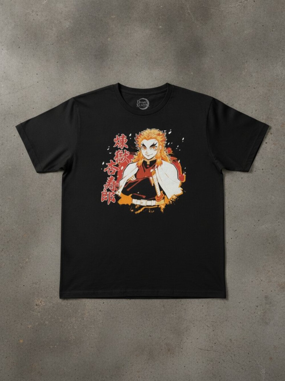 Anime Flame Warrior Graphic Tee | Japanese Inspired Rengoku Style Black T-Shirt